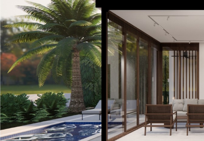 Pool terrace and garden