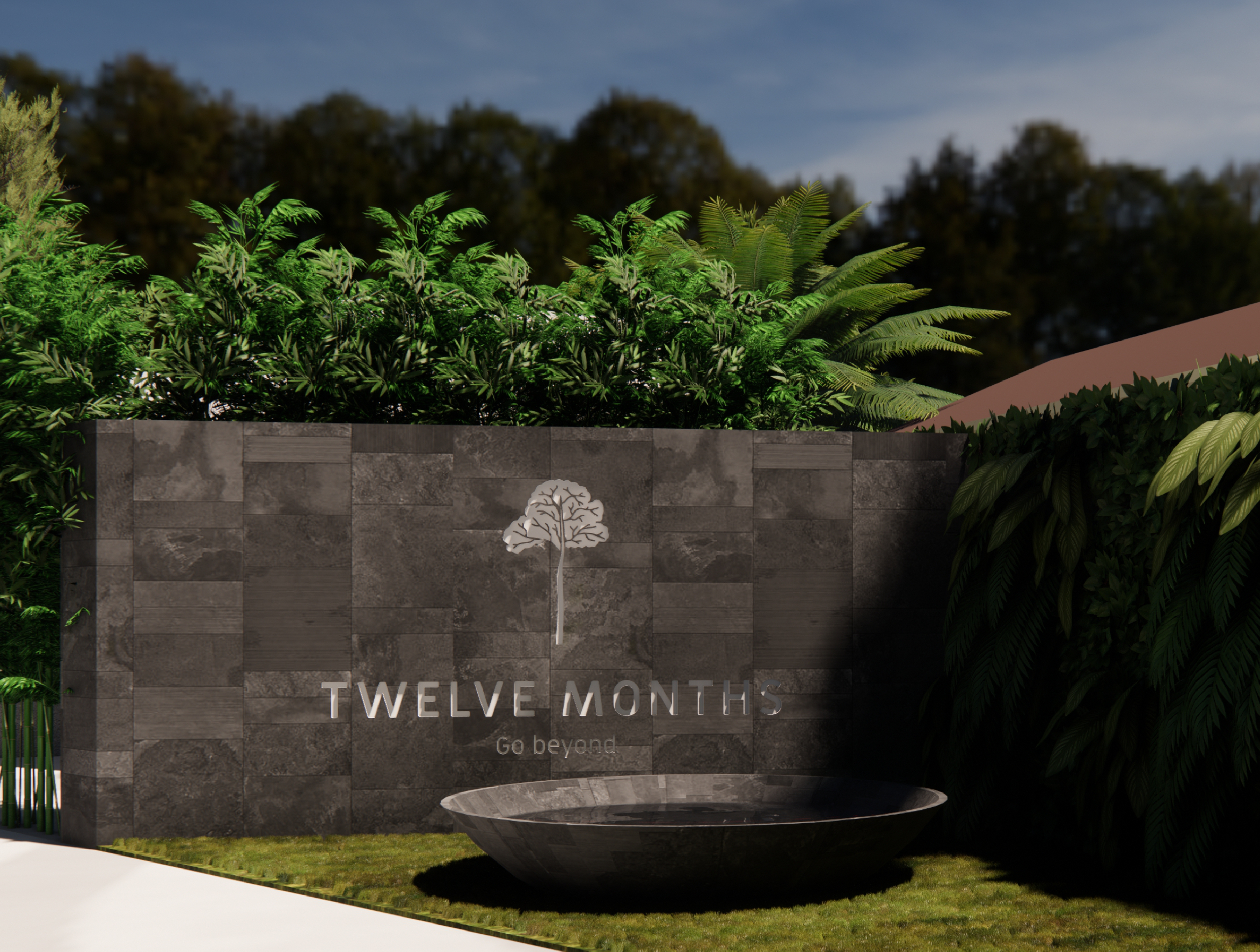 Twelve Months entrance sign