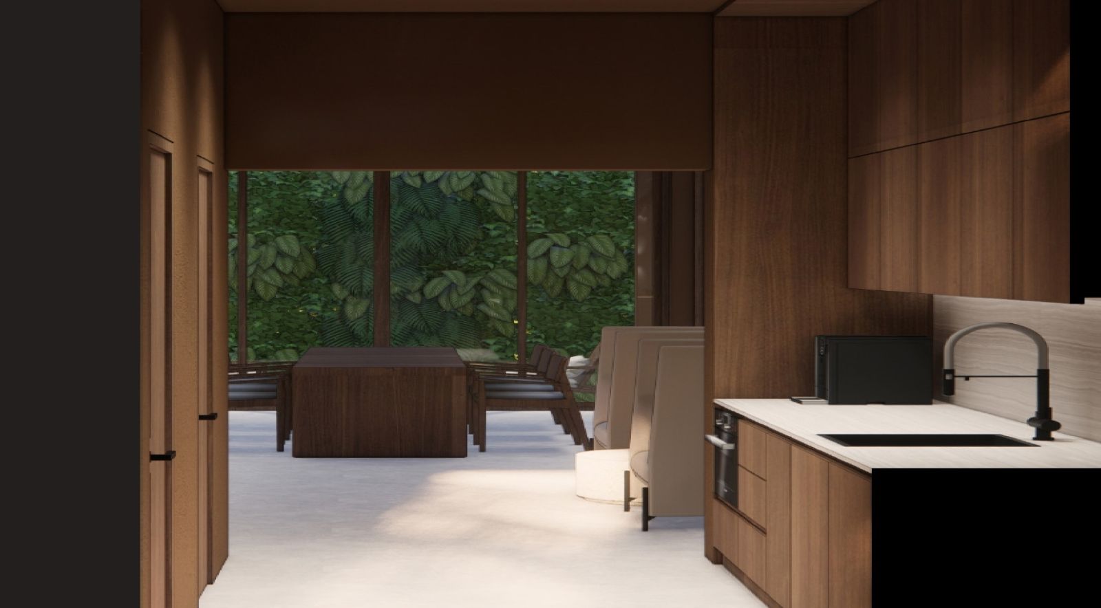 Open-plan villa kitchen