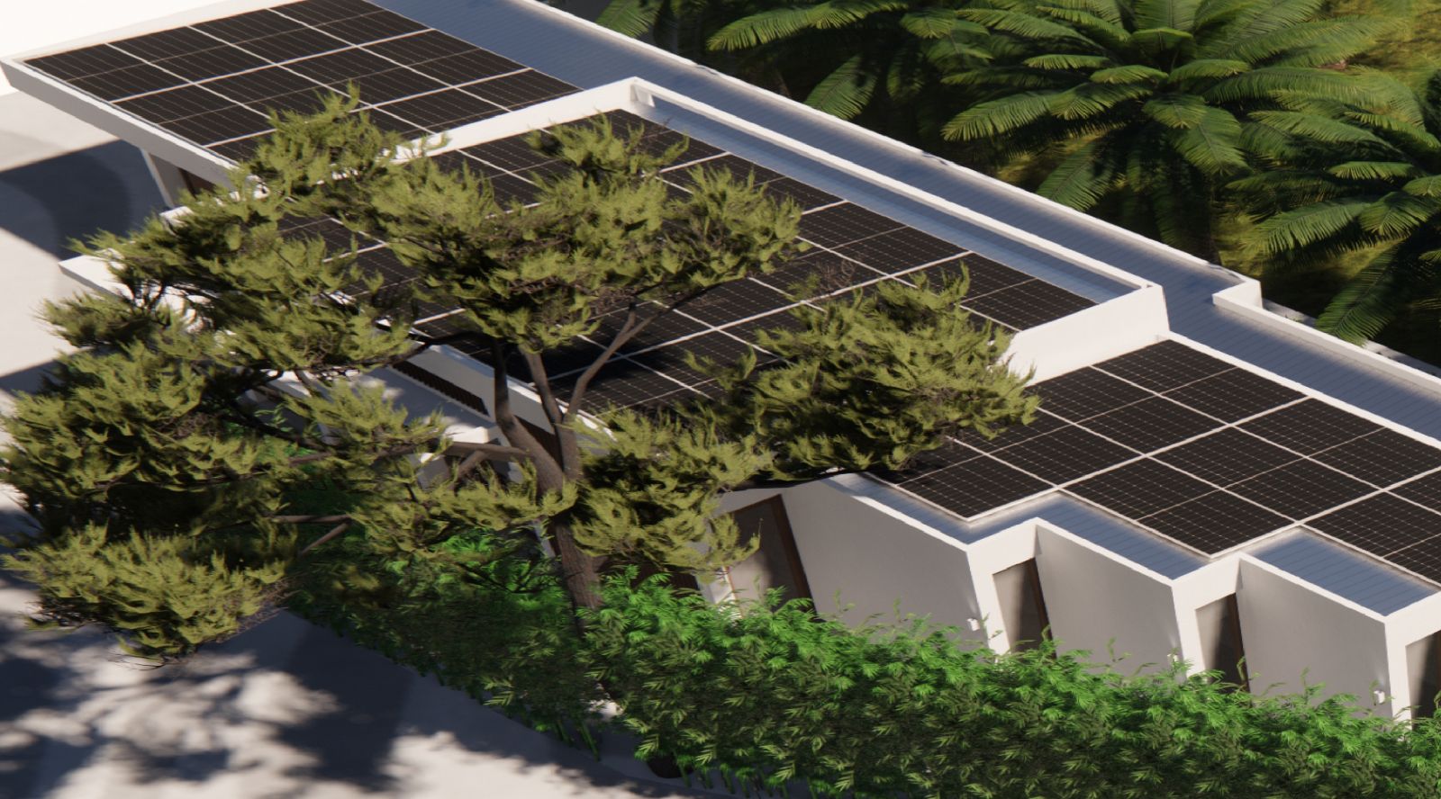 Villa roofs with solar panels