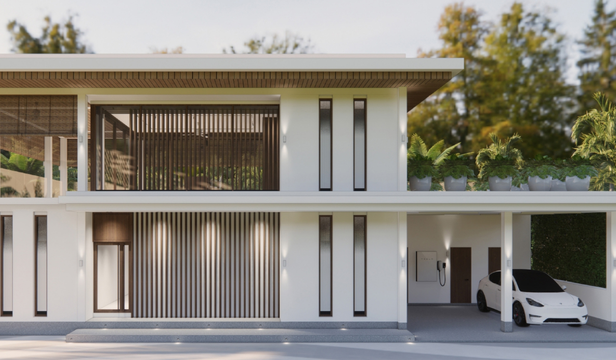 Two-storey villa with Tesla