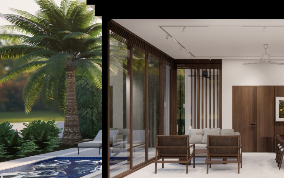 Indoor pool and living area