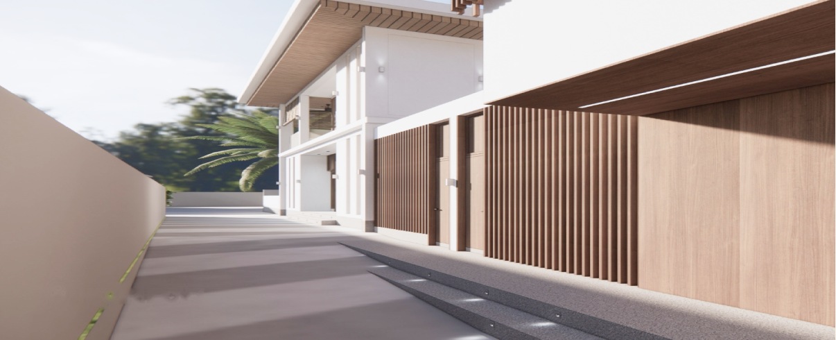 Villa walkway with timber screens