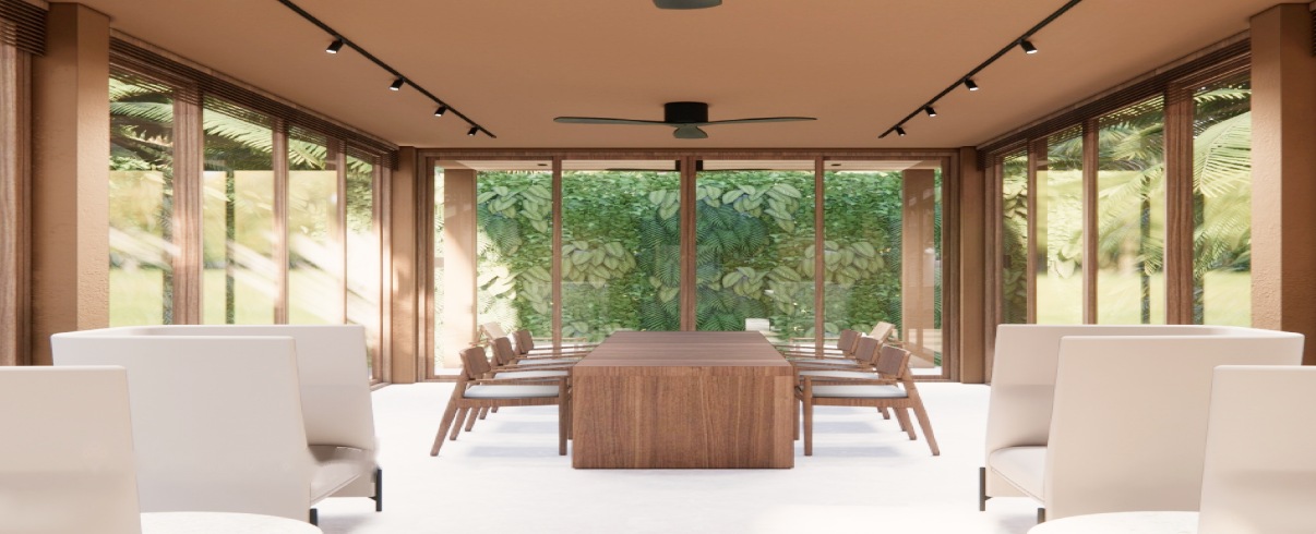 Garden-view meeting lounge
