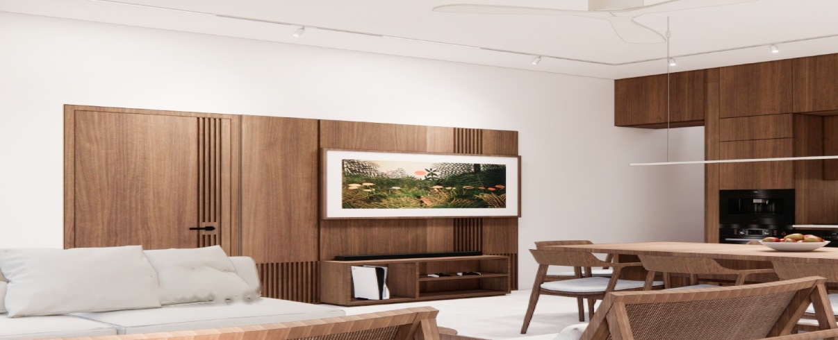 Villa living room and kitchen